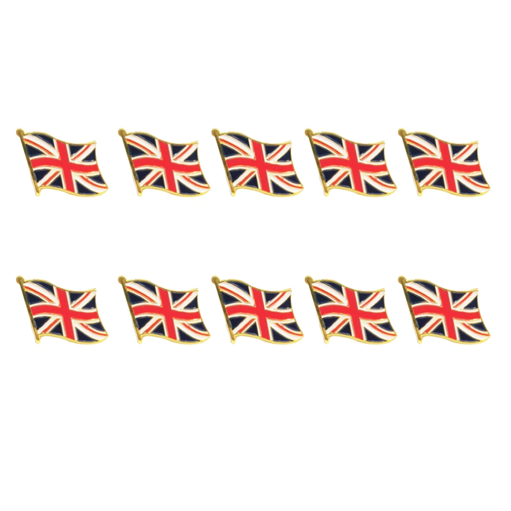 10pcs England Flag Brooch Iron Stoving Varnish Clothing Decor Brooch for Festival Party Gathering