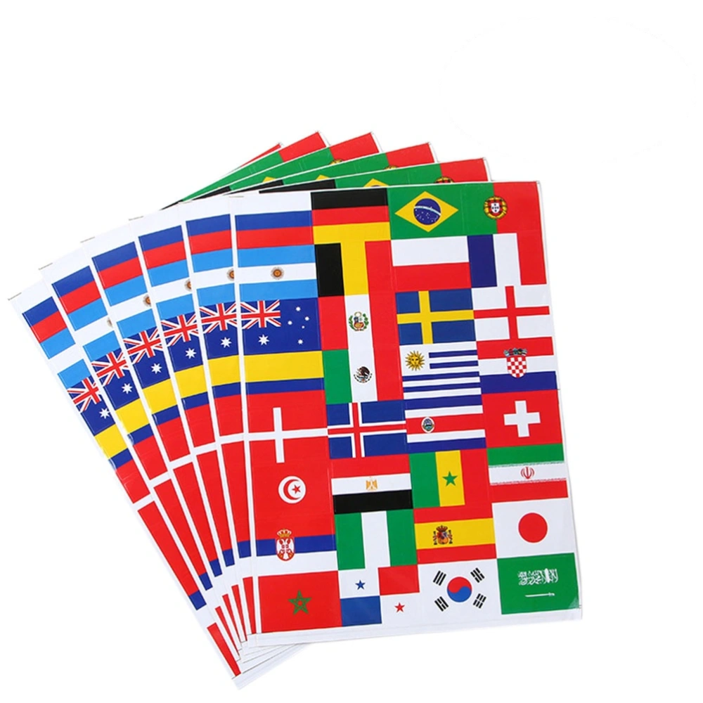 10 Sheets of Football Top32 Countries Flag Paper Stickers Carnival Sports Events Body Decals