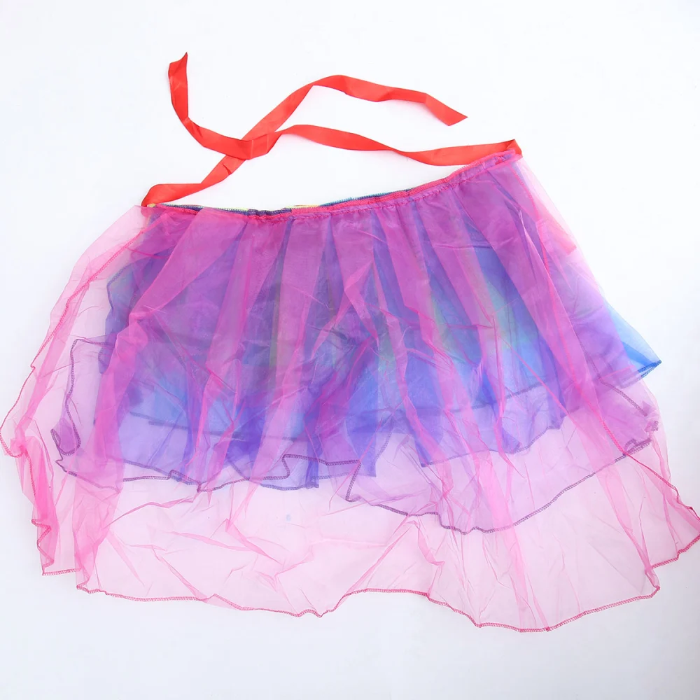 PIXNOR Women's Rainbow Style Multicoloured Long Tail Skirt Lingerie Mini Skirt Bubble Skirt Tutu Dress