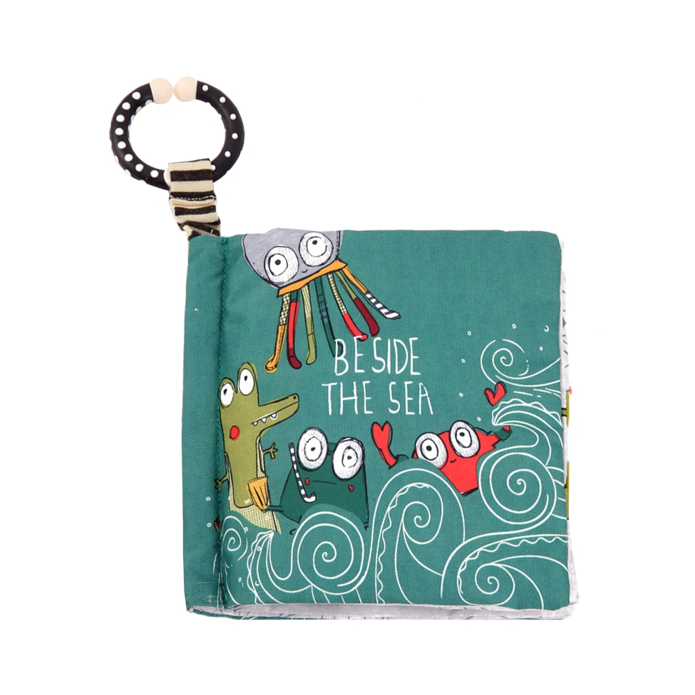 Children Cartoon Cloth Book Fabric Toy Intellectual Development Early Childhood Education Toy Three-dimensional Tail with Sound Paper (Green Octopus)