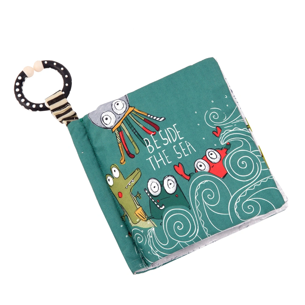 Children Cartoon Cloth Book Fabric Toy Intellectual Development Early Childhood Education Toy Three-dimensional Tail with Sound Paper (Green Octopus)