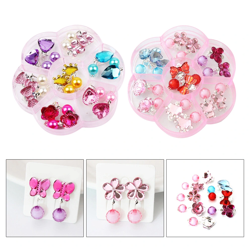 14 Pairs Lovely Kids Clip-on Earrings Girls Play Ear Clip Decorations Party Favors