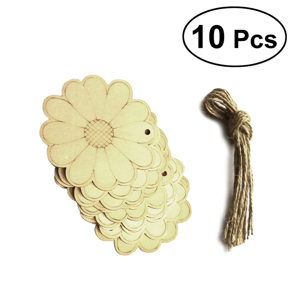 10pcs Unfinished Wooden Flower Embellishments Wood Craft Hanging Decor Embellishments