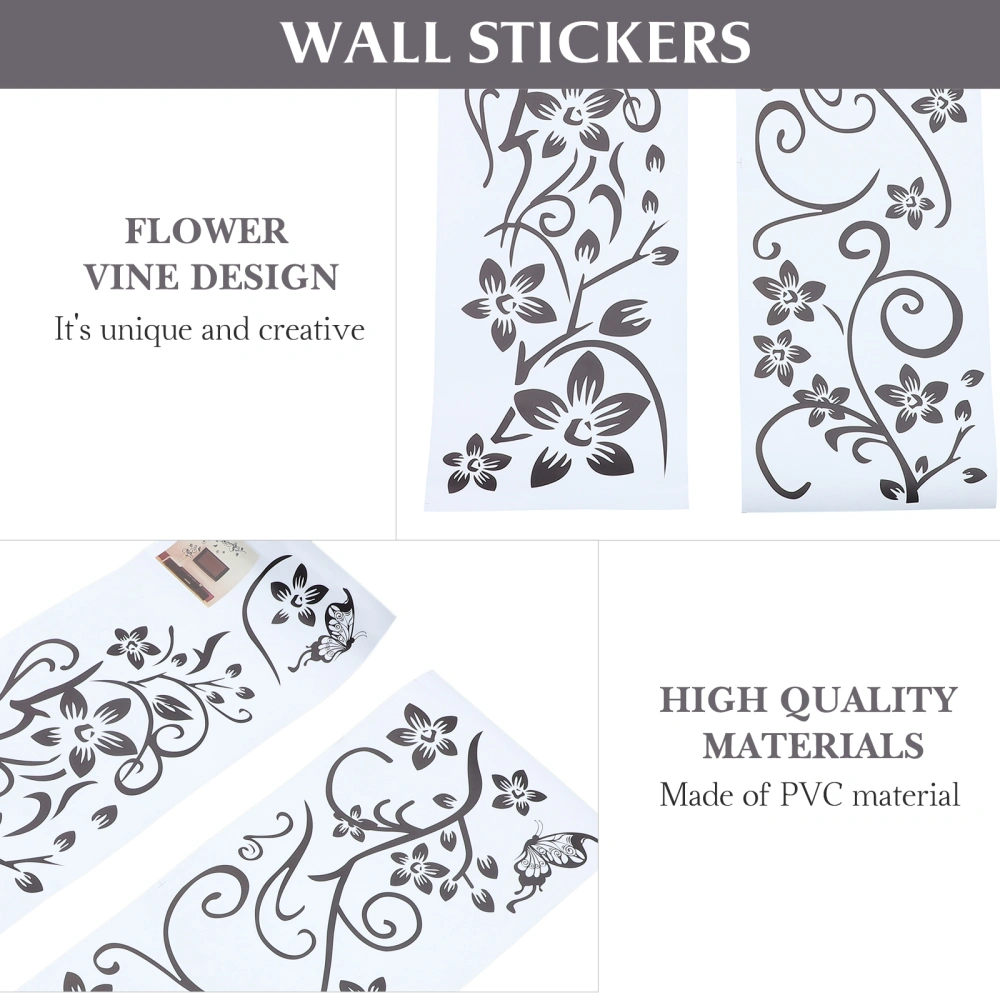 2 Sets Wall Stickers Flower Rattan Wall Decals TV Background Decoration