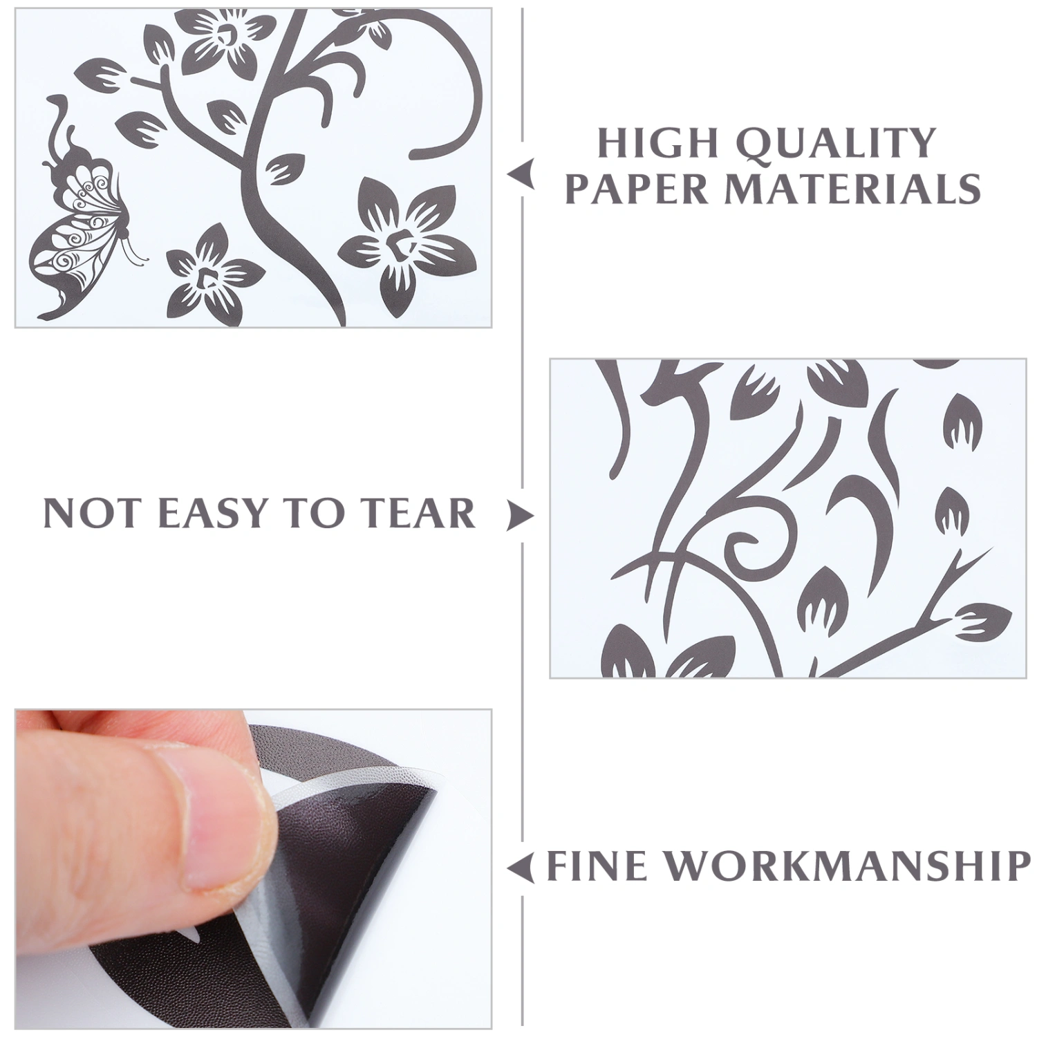 2 Sets Wall Stickers Flower Rattan Wall Decals TV Background Decoration