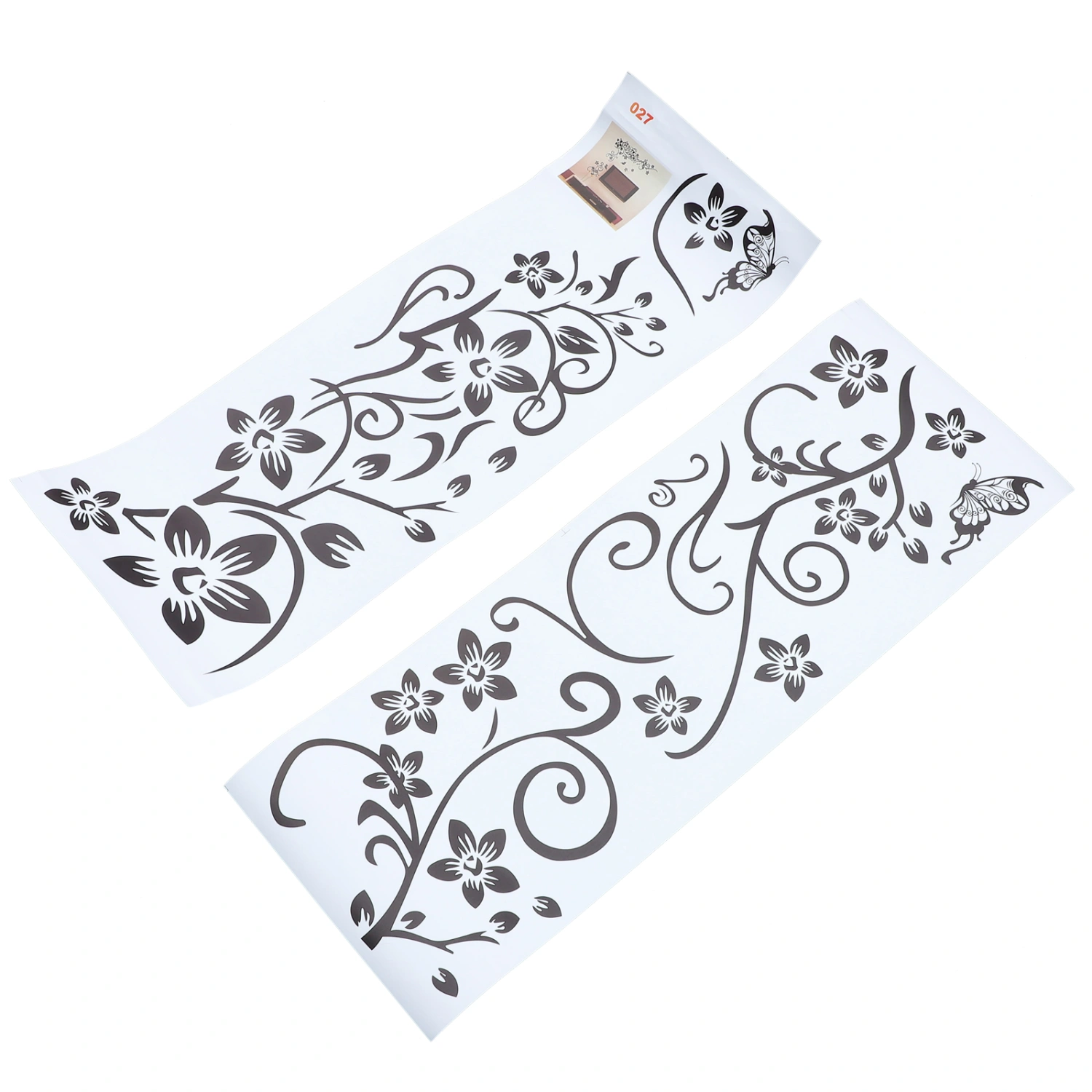 2 Sets Wall Stickers Flower Rattan Wall Decals TV Background Decoration