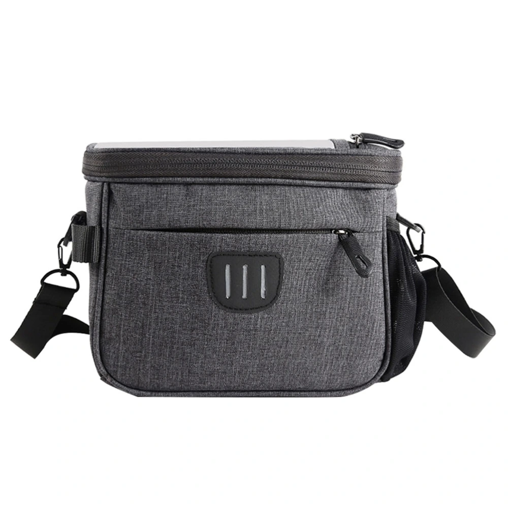 1pc Portable Cycling Handlebar Bag Scooter Head Bag Folding Handlebar Bag Grey