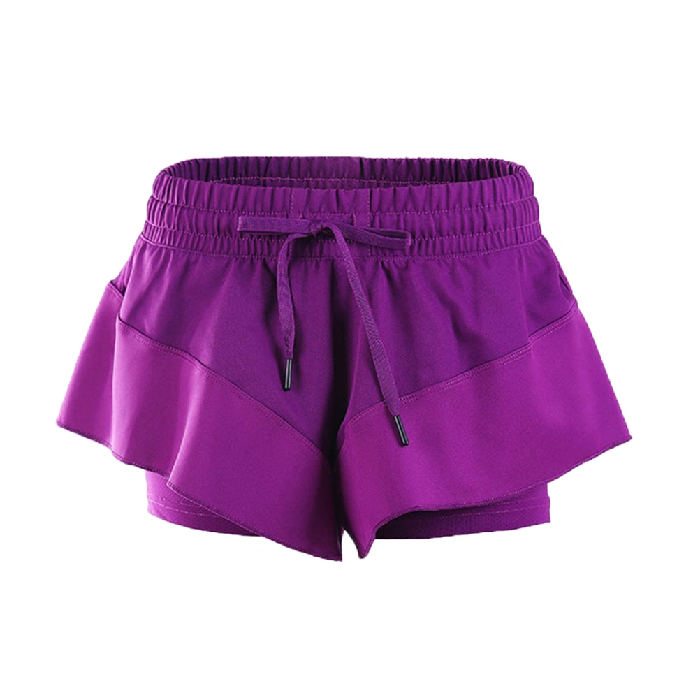 Three-dimensional -fast Dry Anti-light Yoga Workout Skirt Running Pants for Women Lady - Size M (Dark Purple)