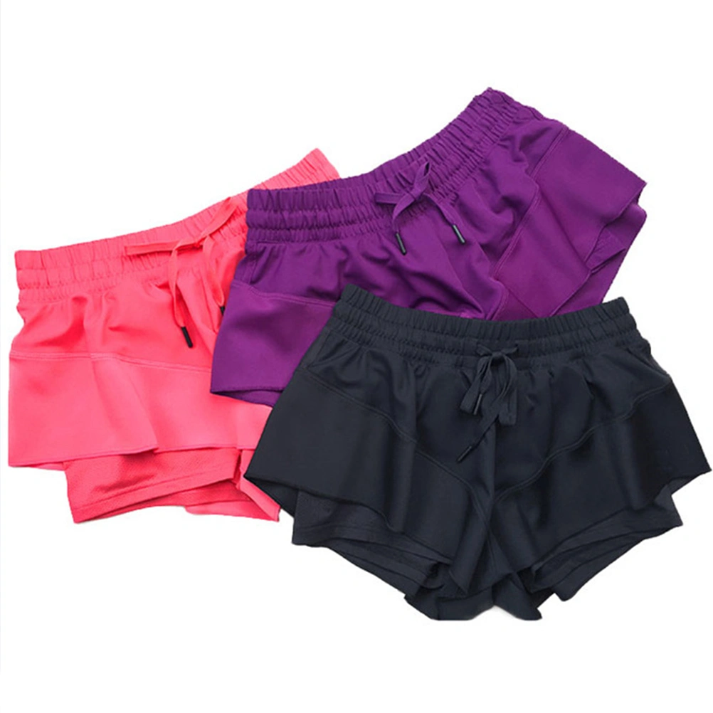 Three-dimensional -fast Dry Anti-light Yoga Workout Skirt Running Pants for Women Lady - Size M (Dark Purple)