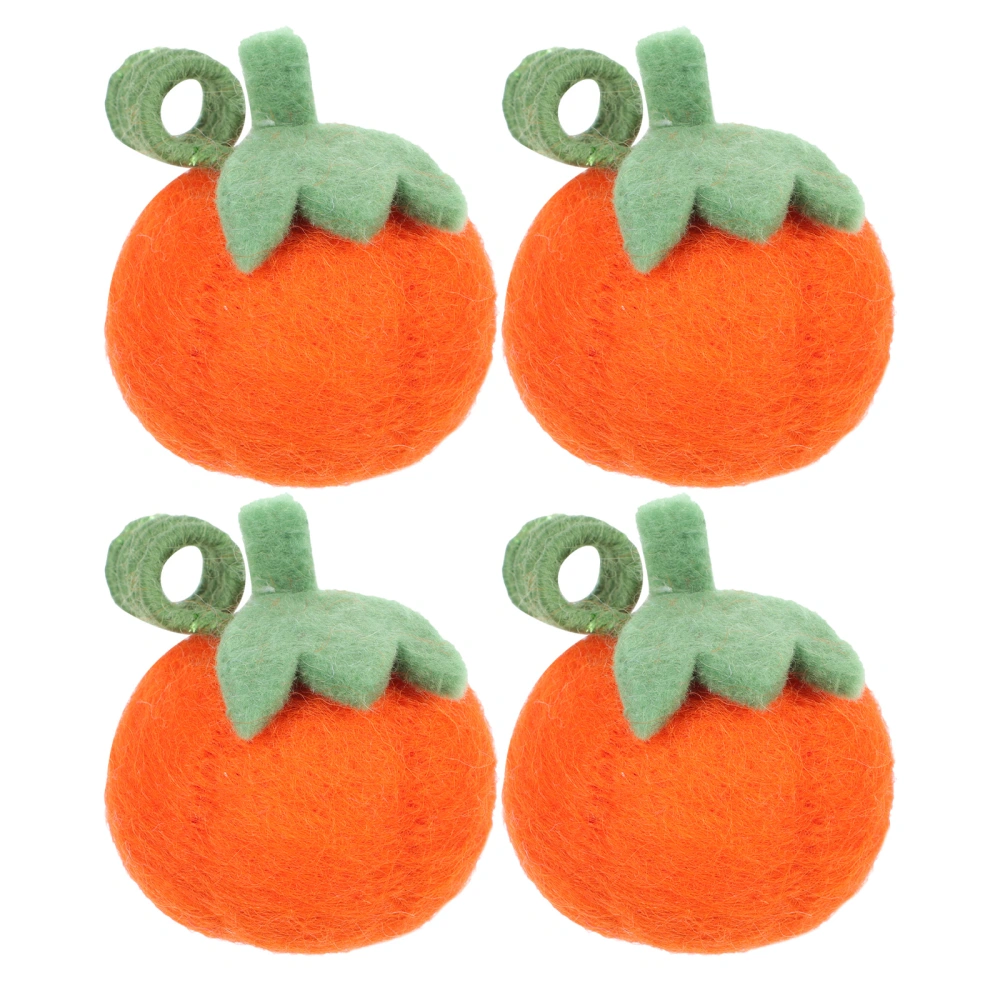 4pcs Felt Pumpkin Decors Kids DIY Pendant Felt Pumpkin Model Decors Wool Felt Pumpkin