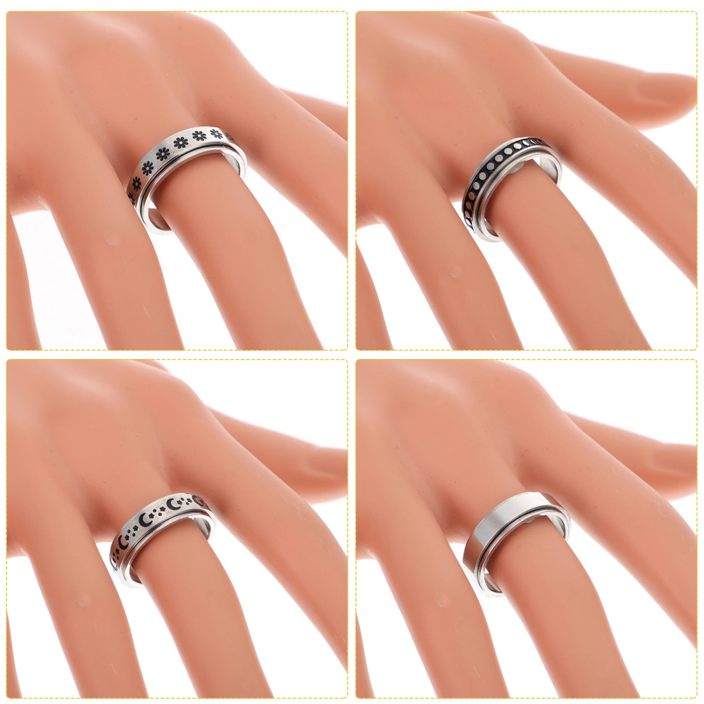 4Pcs Fidget Rings Stars Moon Rings Rotatable Rings Anniversary Birthday Gift