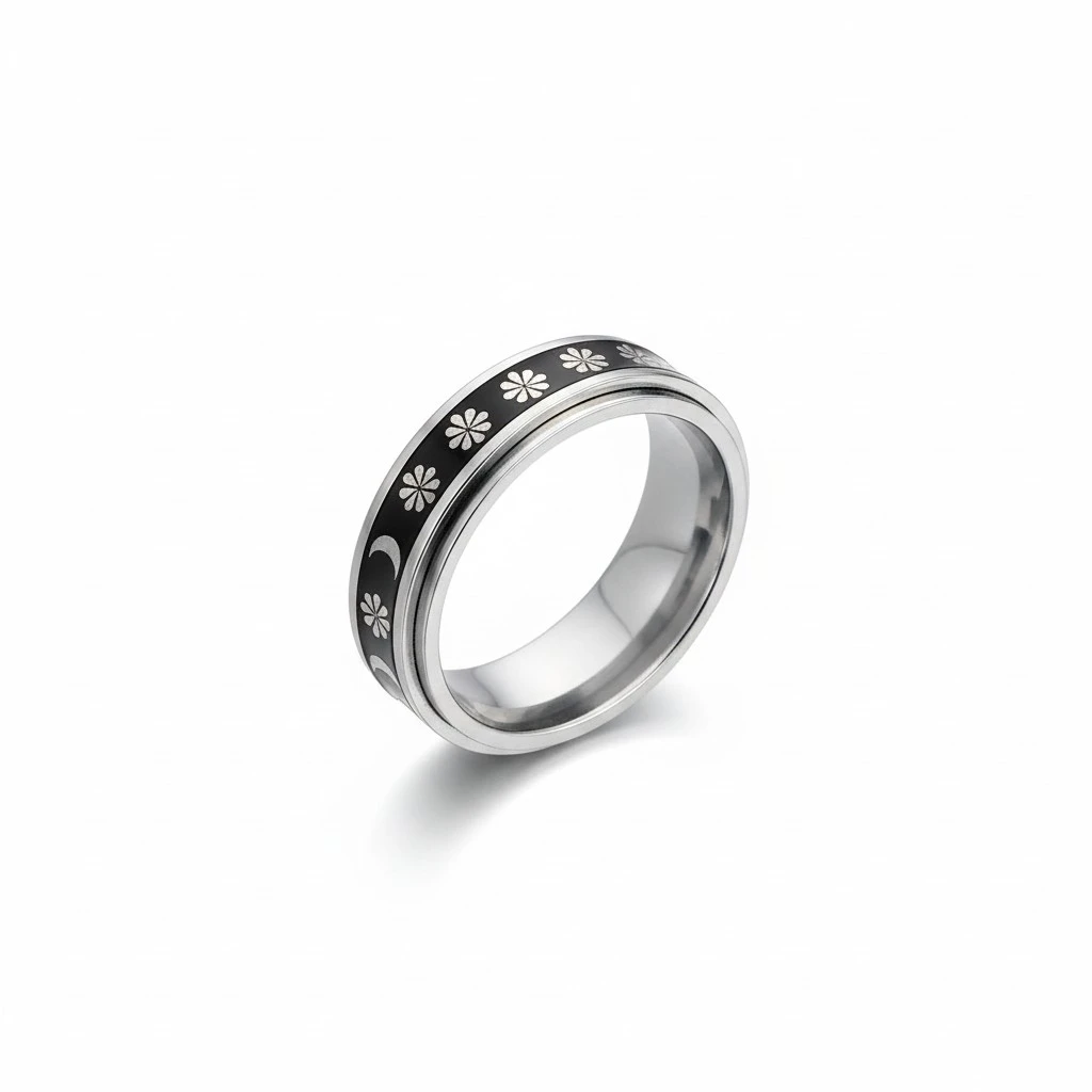 4Pcs Fidget Rings Stars Moon Rings Rotatable Rings Anniversary Birthday Gift