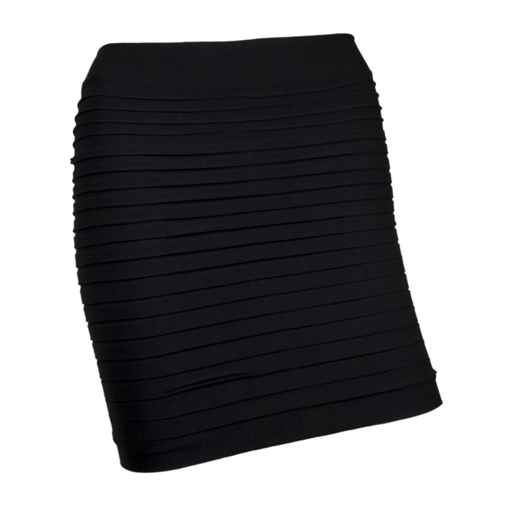 Womens Elastic Pleated High Waist Package Hip Short Skirt Fashion Sexy Female Clothing (Black)