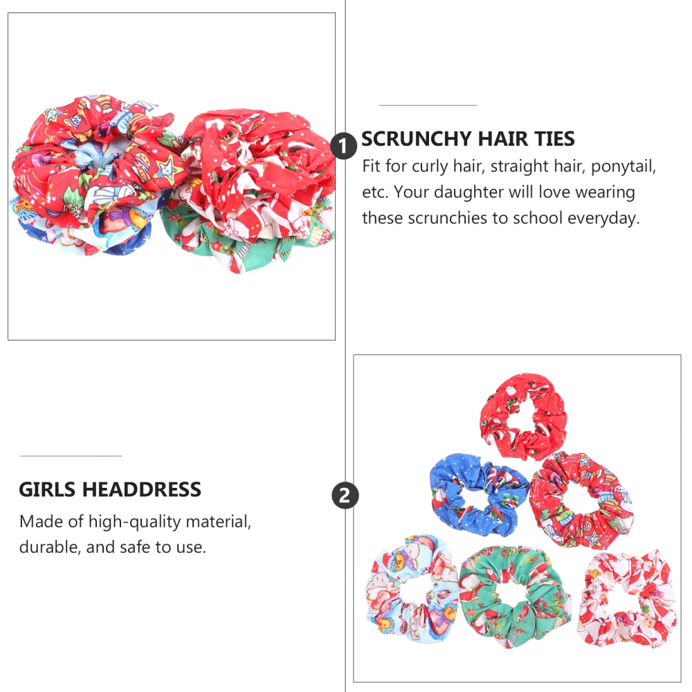 6Pcs Christmas Hair Scrunchies Elastic Hair Ties Fashion Hair Accessory for Girl