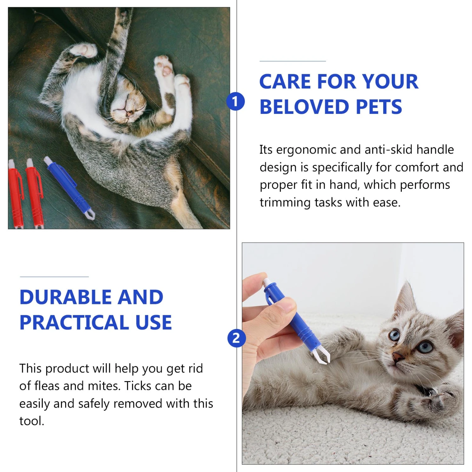 3pcs Pets Flea Clip Mite Tick Remover Eliminate Tweezers Dog Cats Fleas Cleaner