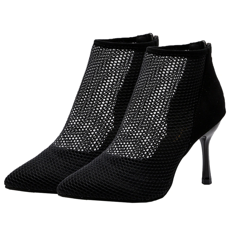 1 Pair Fashion Shoes Suede Cool Boots Mesh Breathable High-heeled Boots for Lady