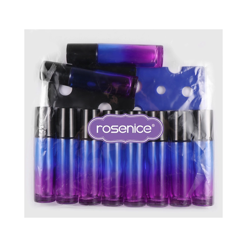 ROSENICE 10pcs 10ML Glass Roller Balls Gradient Roller Bottles with 2pcs Opener Pry Tool for Essential Oils Perfume Bottle (Blue and Purple Gradient)