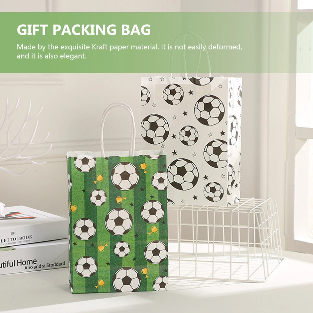 24Pcs Paper Bags Gift Packing Bag Portable  Paper Bag Football Pattern Festival Gift Bags