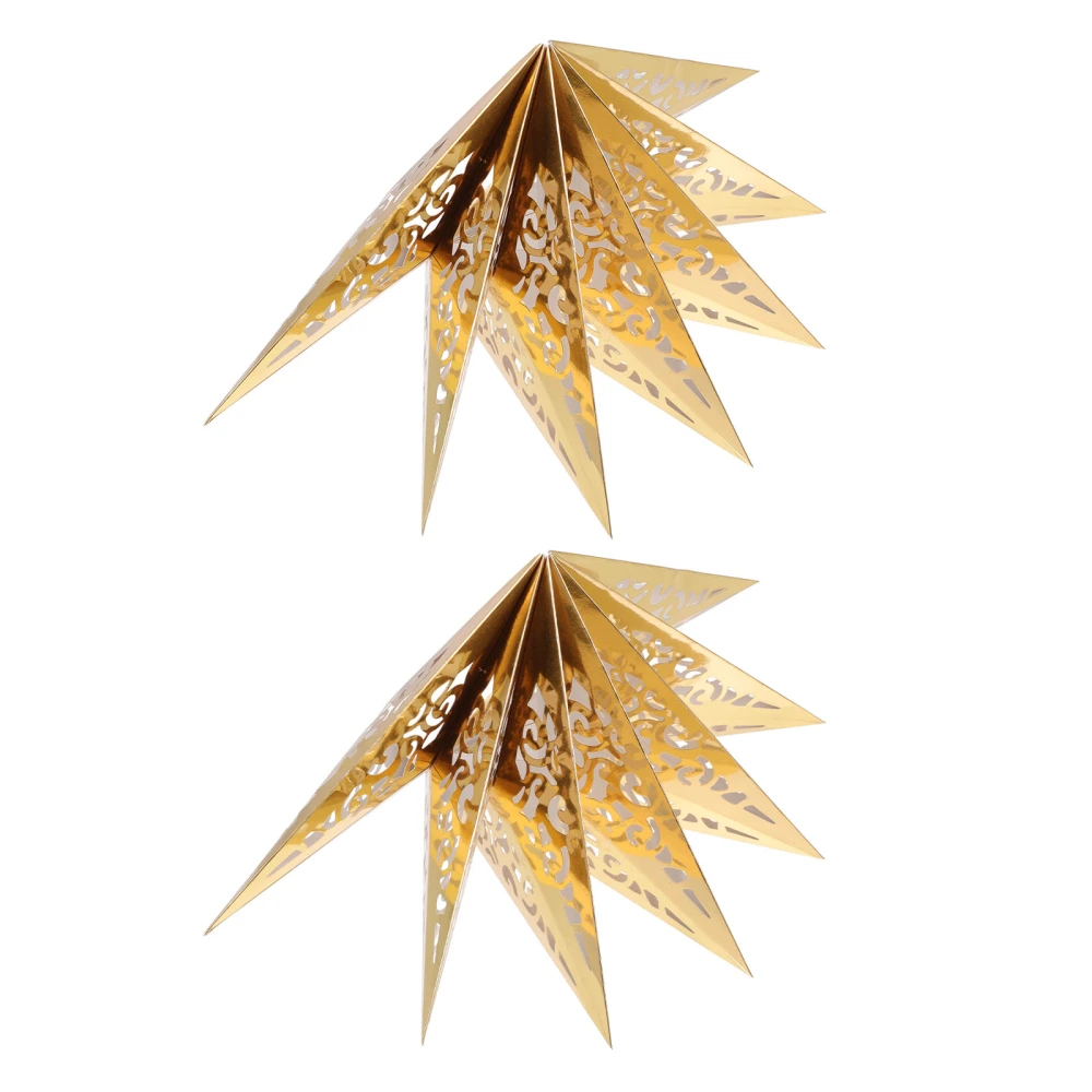 2pcs Christmas Stars Decorated Lampshade Festive Decorated Lampshade  Golden