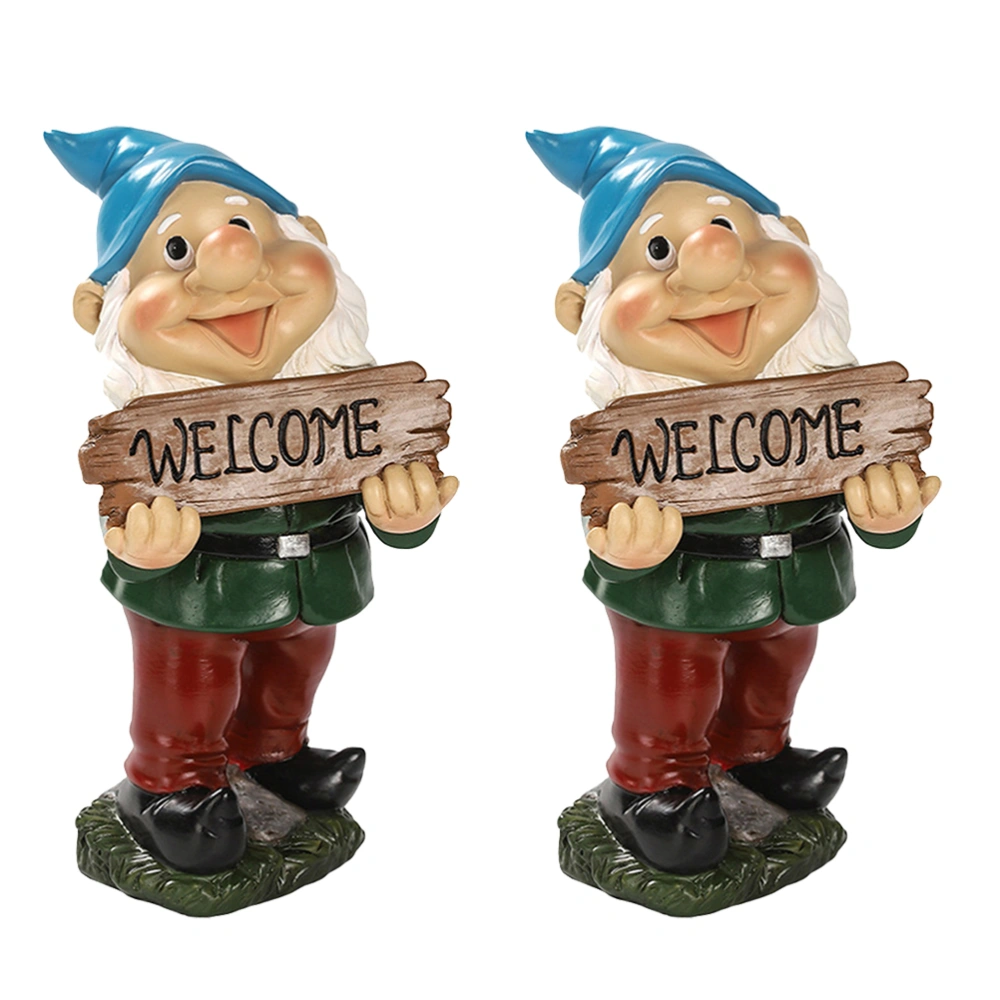 2pcs Resin Gnome Decoration Garden Gnome Statue Ornament Home Furnishing Gift