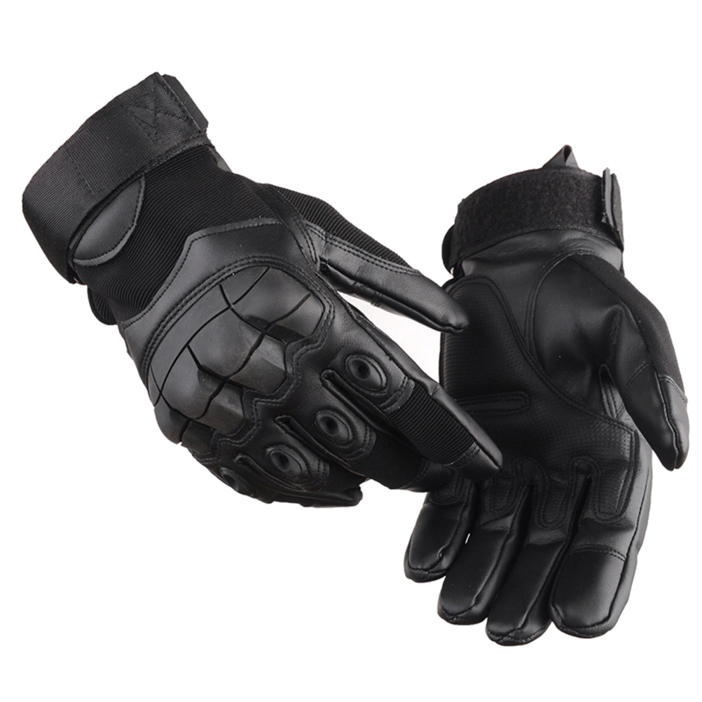 Outdoor Gloves Thicken Warm Windproof Gloves Anti-slid Touch Screen Gloves for Driving Cycling Motorcycle Camping (Black, Size L)