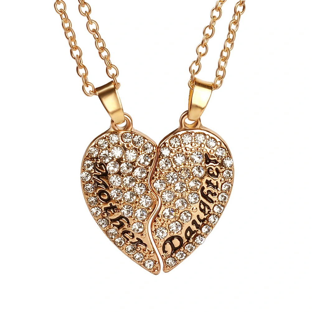 Mother Daughter Pendant Necklace Mother's Day Gift for Mom Best Family Gift (Gold)