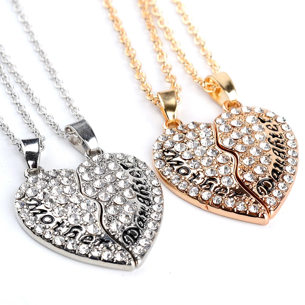 Mother Daughter Pendant Necklace Mother's Day Gift for Mom Best Family Gift (Gold)