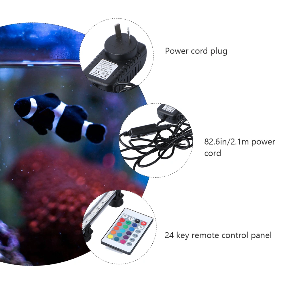 1 Set Highlight Aquarium Lamp Waterproof LED Lighting Lamp Colorful Dimming Light Fish Tank Lighting Lamp for Fish Tank (29cm 24 Key with AU Plug White)