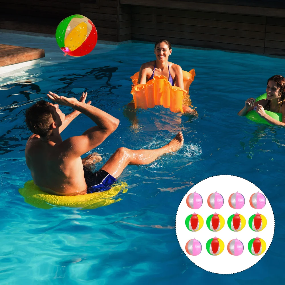 12 Pcs Pool Toys Inflatable Light Up Beach Balls Glow Colorful Pool Balls