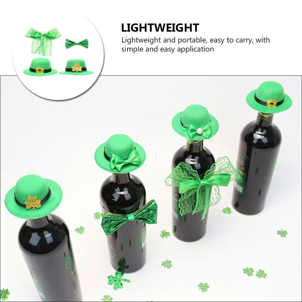 4Pcs Creative Mini St. Patrick's Day Wine Bottle Mini Hats Party Scene Layout Props