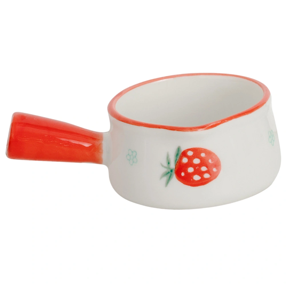 Strawberry Pattern Milk Pot Mini Sauce Plate with Handle Seasoning Sauce Dish Sauce Dipping Plates for Home (Red)