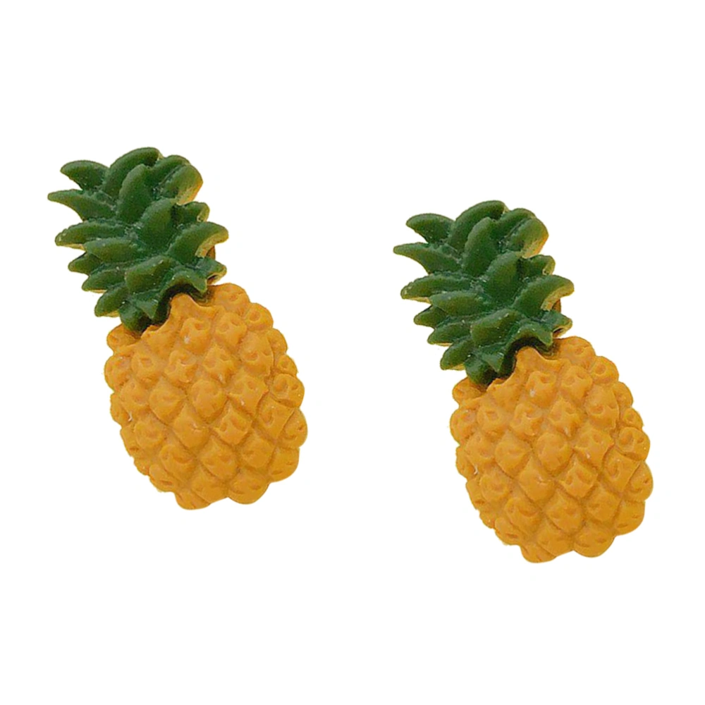 3 Pairs Lovely Pineapple Earrings Adorable Ear Studs Dangler Earrings Jewelry Decor Ear Decoration for Girls (Orange)