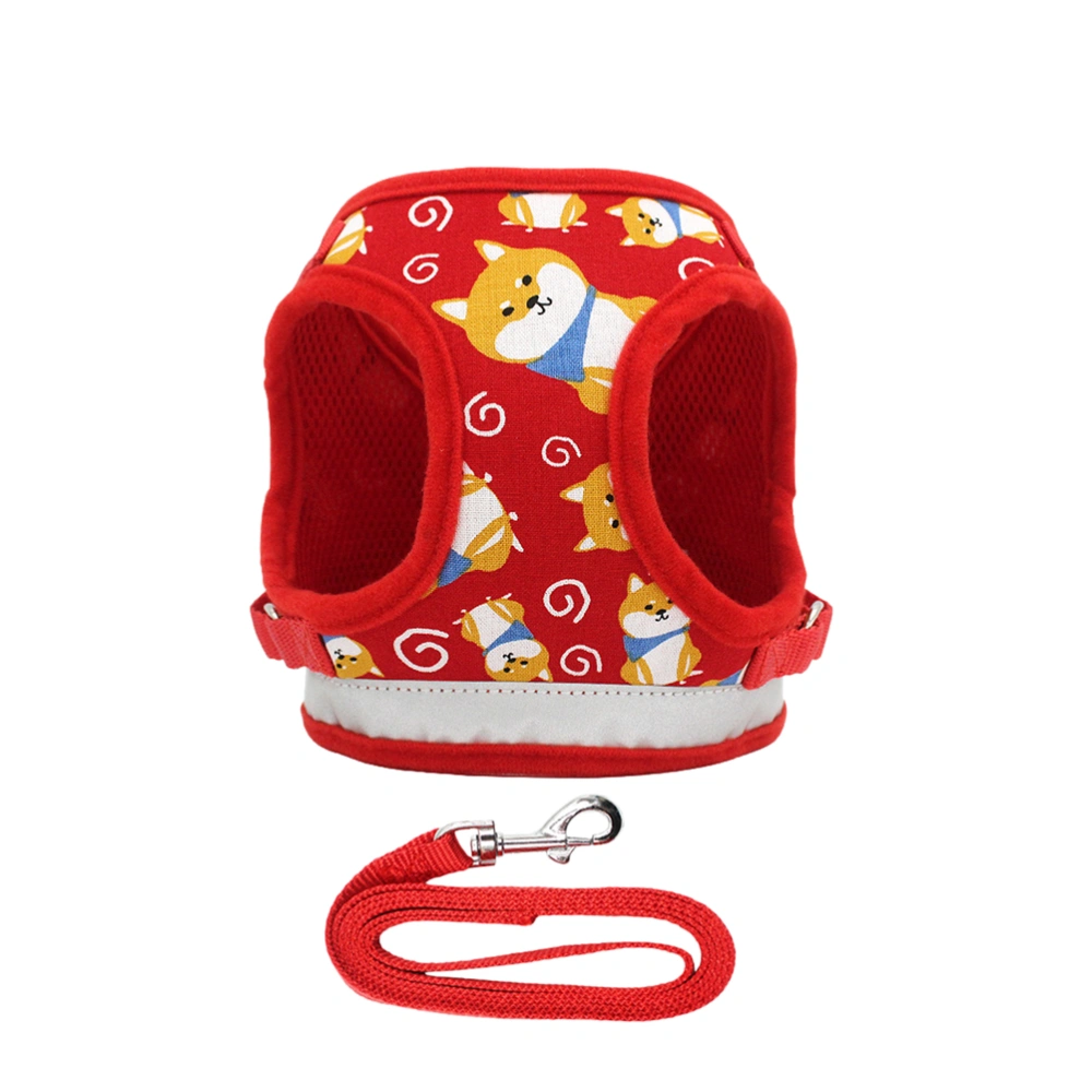 Cartoon Pet Harness Dog Creative Traction Rope Comfortable Chest Strap Pet Supplies (Red, Size L)