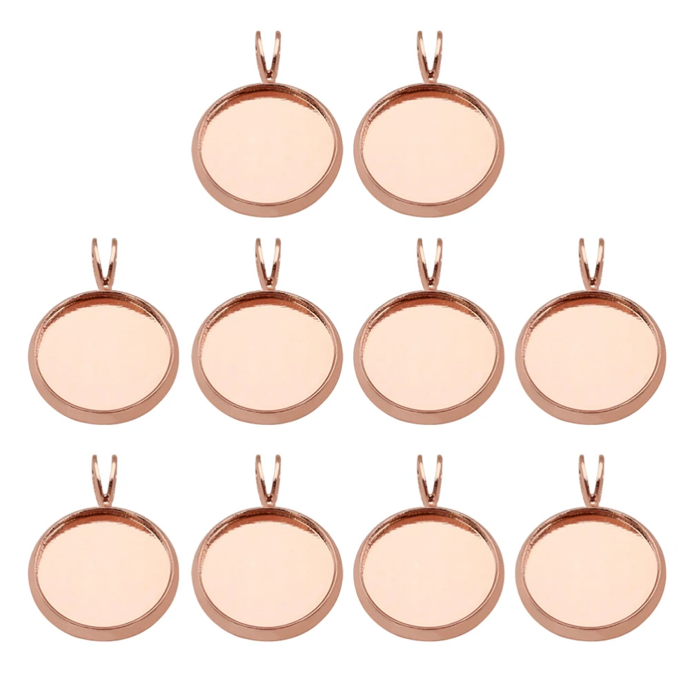 10PCS DIY Trays Pendant DIY Time Bezel Pendants Retro V-shaped Hanging Pendants Creative Copper DIY Trays Pendant Multi-purpose DIY Tray Pendants for DIY Crafts Jewelry Making Use (Rose Gold Inner 12MM)