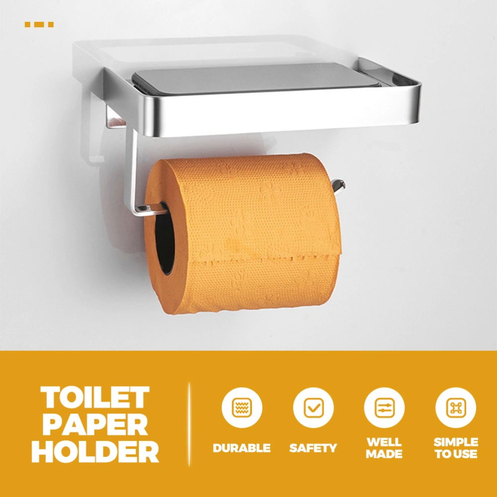 Toilet Paper Holder with Phone Shelf Wall Mounted Toilet Paper Dispenser Toilet Phone Rack