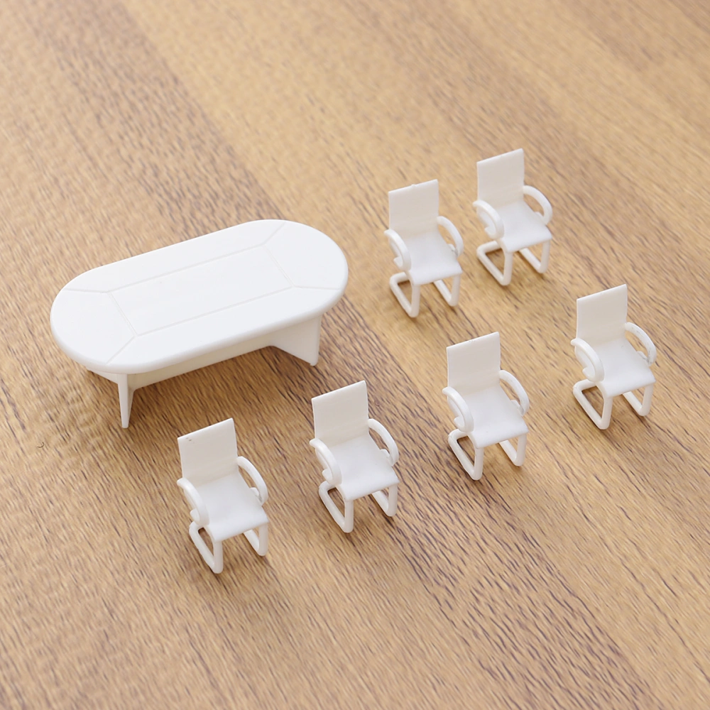 7PCS Model Meeting Scene Meeting Table Chair Toys Set DIY Playing Kits for Indoor Model and Scene Decoration