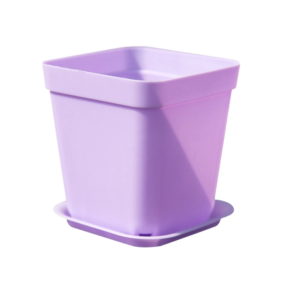 10pcs Plastic Square Flower Pot Mini Decorative Flower Pots Planters Creative Succulents Nursery Floral Holder Organizer Garden Supplies with Trays(Purple 7cm)