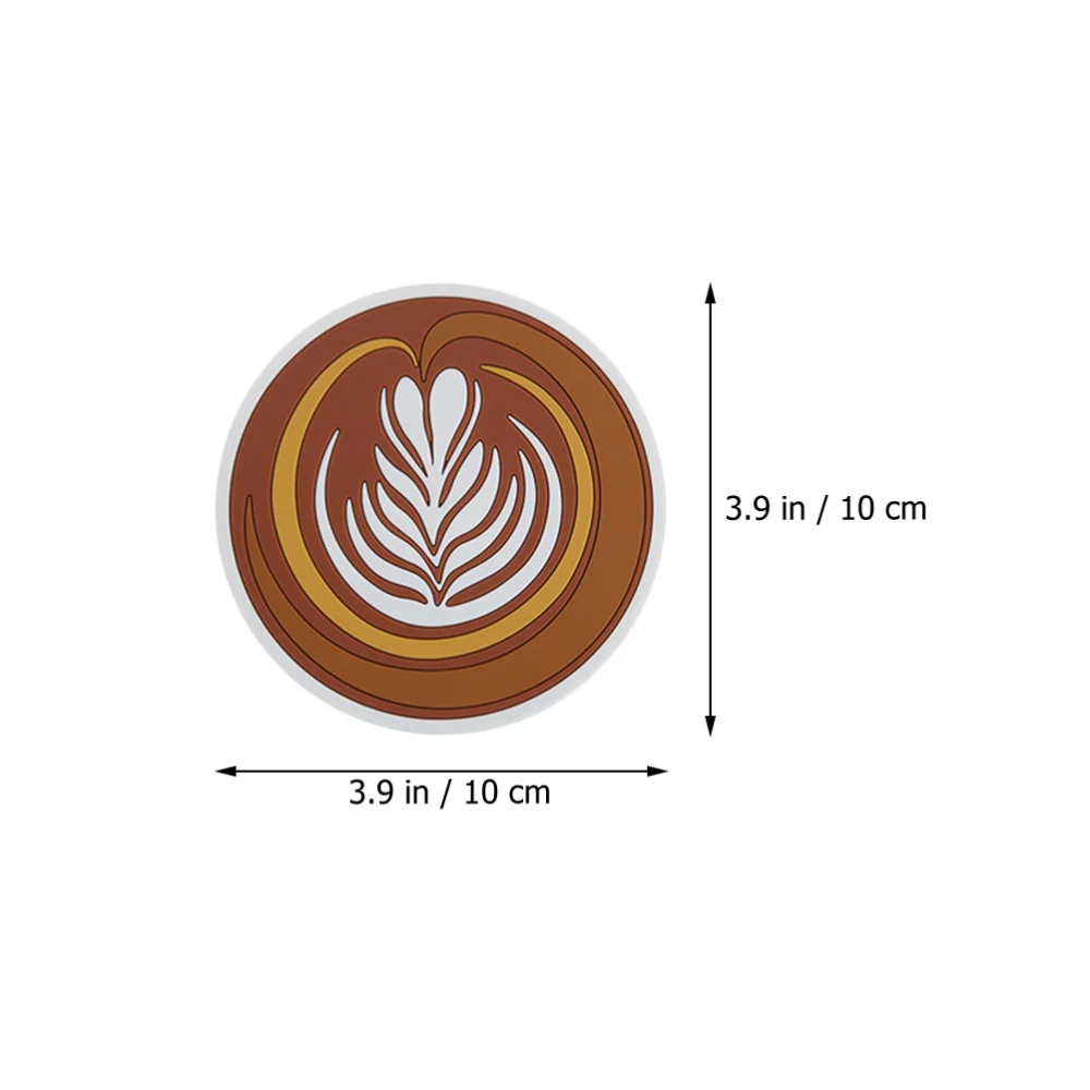 4Pcs Thick Anti-scald Cup Mats Round Latte Art Pattern Coasters (Assorted Color)