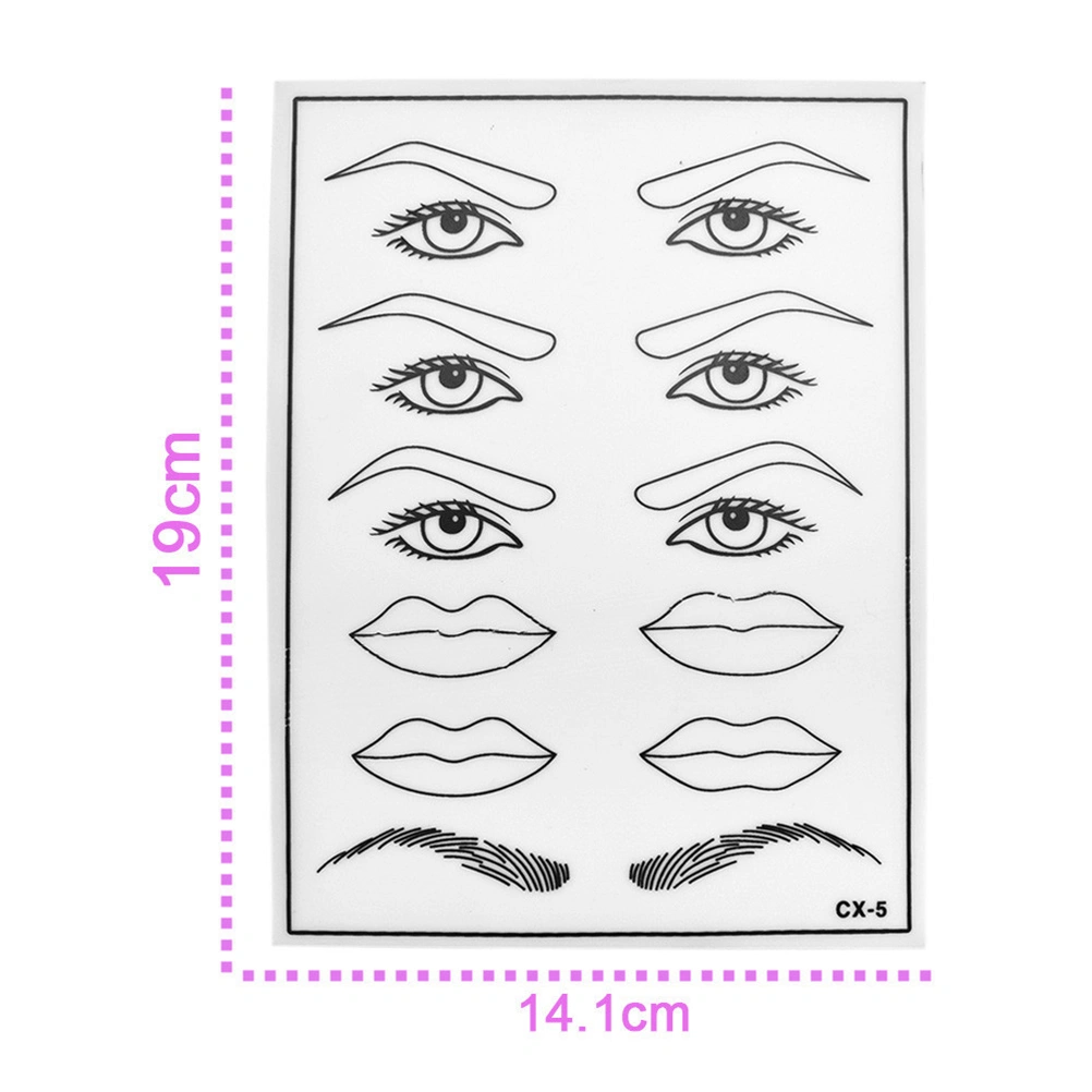 Microblading Pen Kit Semi-Permanent Single End Pen Eyebrow Practice Skin Eyebrow Blades (White Eyebrow Eye and Mouth Practice Skin)