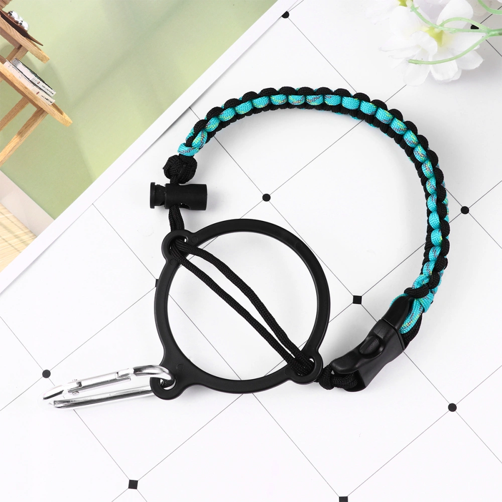 2PCS Umbrella Rope Water Bottle Handle Drinking Vacuum Cup Bottleneck Outdoor Emergency Safety Strap with Carabiner (Cyan)