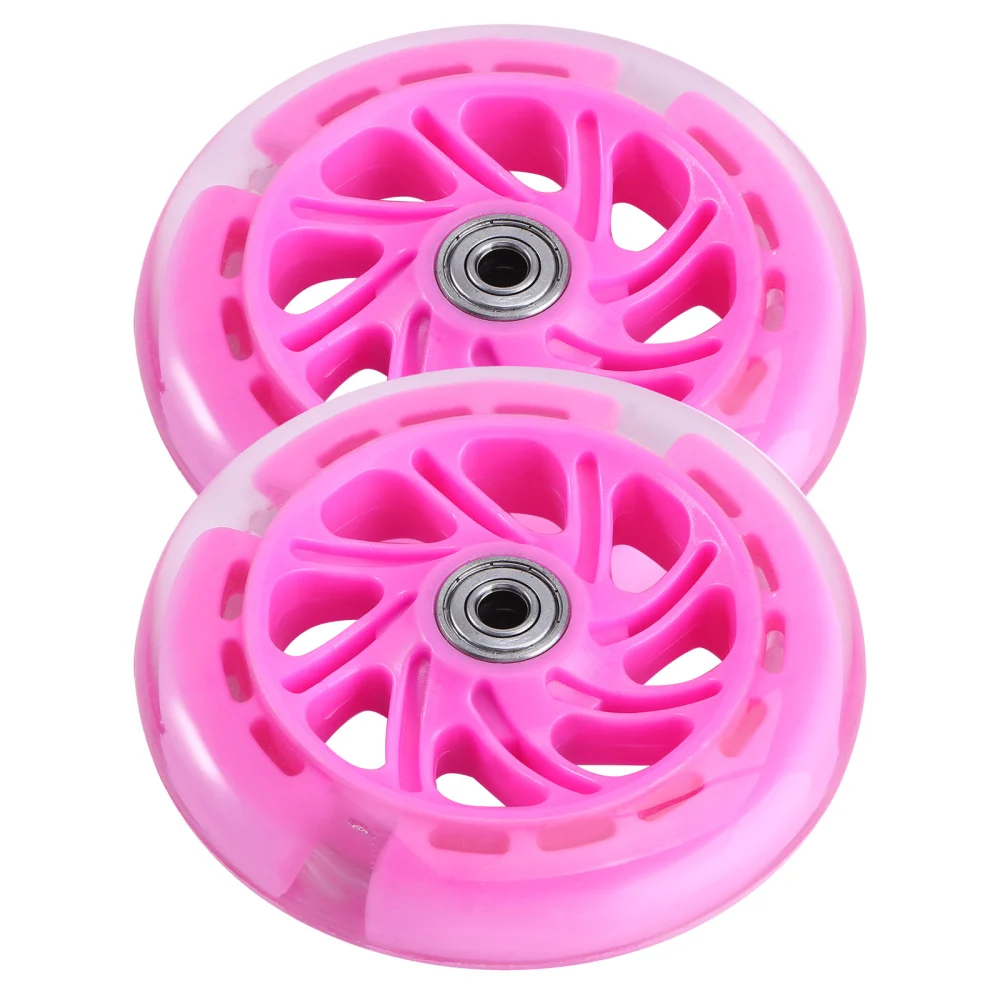 2pcs Light Up Scooter Wheels High Elastic Wear-resistant PU Bearing Wheels