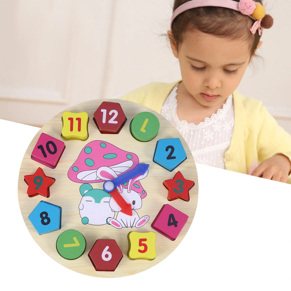 Wooden Shape Sorting Clock Rabbit Pattern Time Learning Clocks Number Blocks Educational Toy Color Shape Matching Game for Toddlers Child