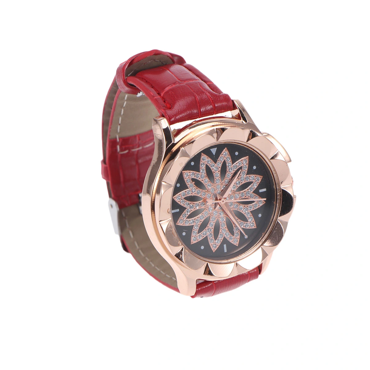 Women Fashionable Rhinestone Watch Elegant Alloy Quartz Wristwatch Symbol Beautiful Watch Jewelry for Ladies (Red)
