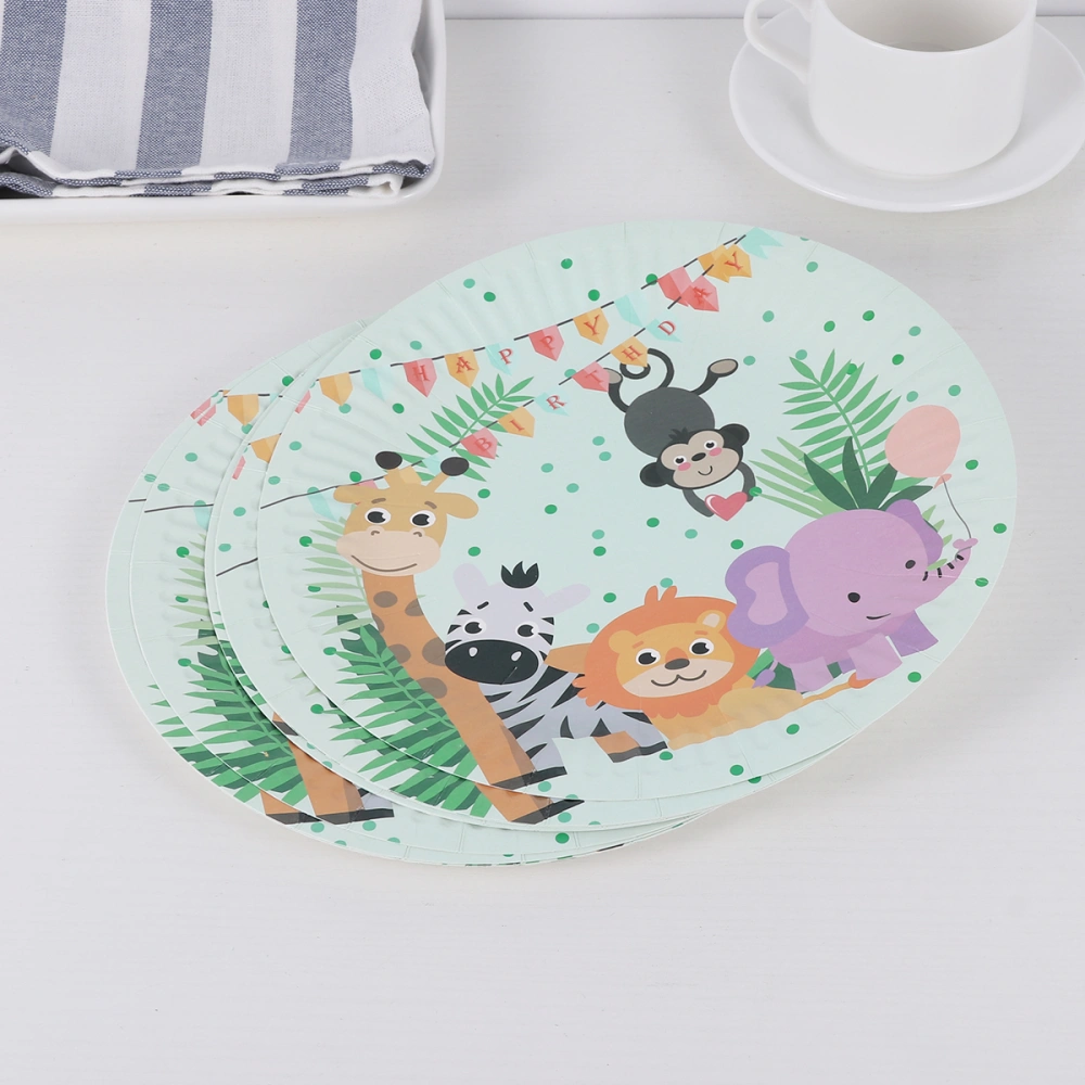 20pcs Jungle Beasts Paper Plates Disposable Cartoon Animals Cake Plate Party Supplies for Birthday (9inch)