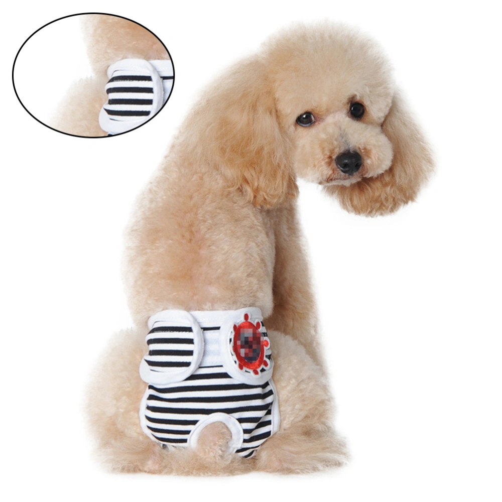 Pet Safety Pants Adjustable Stripe Pattern Pet Menstruation Pants Dog Diaper Sanitary Physiological Pants for Female Dog (Black-S) 