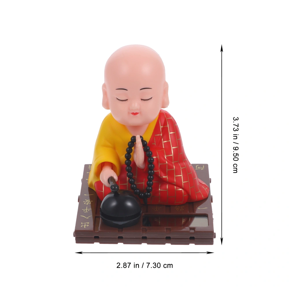 Solar Powered Shaking Head Buddhist Monk Figurines Car Dashboard Decorations