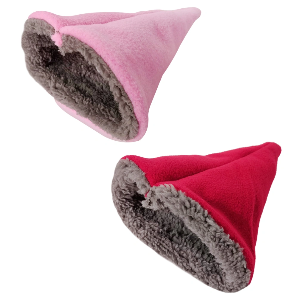 2pcs Warm Pet Sleep Cage Triangle Cotton Nest Bed for Hamster Random Color