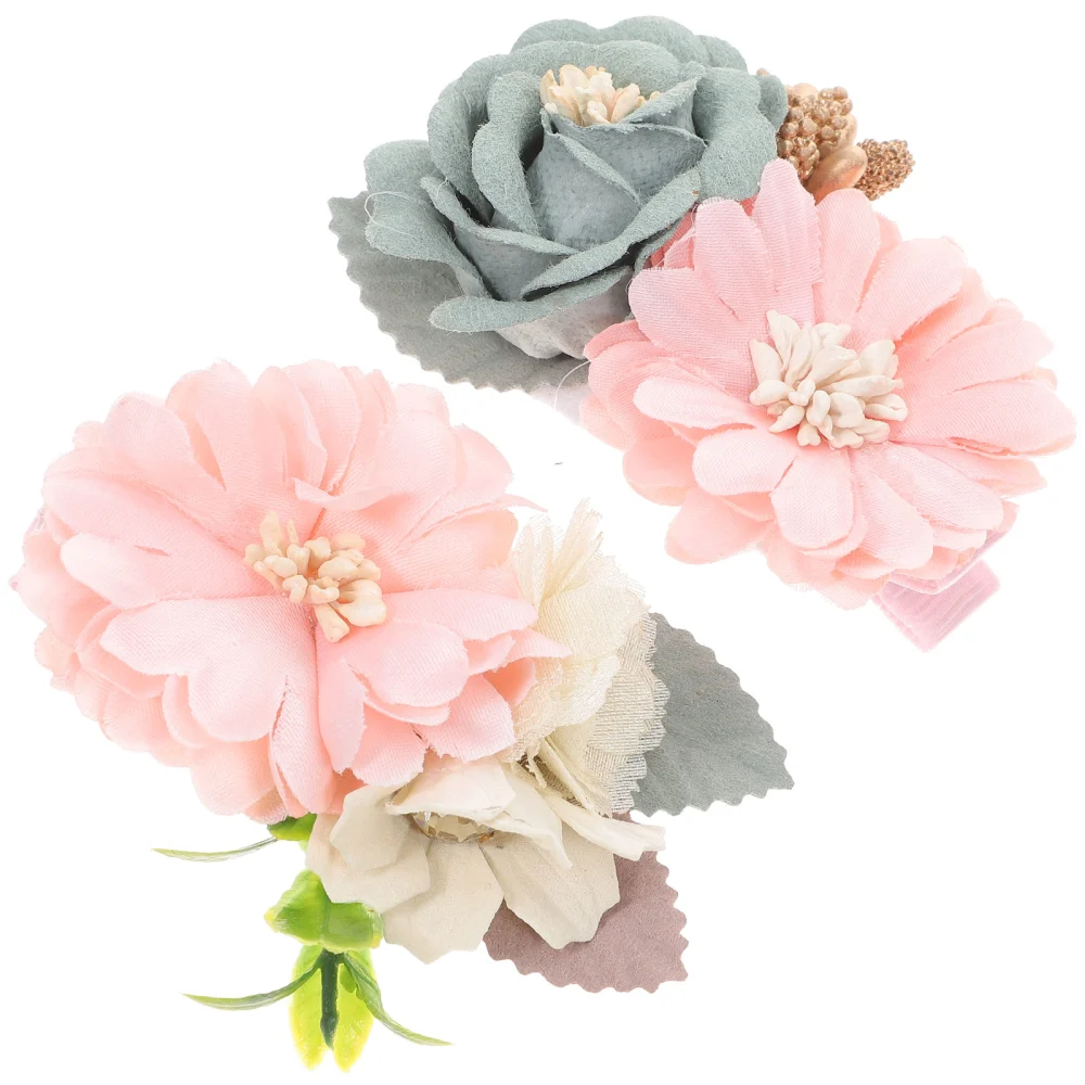 2pcs Flower Hair Clips Decorative Hair Barrettes for Toddler Flower Girls