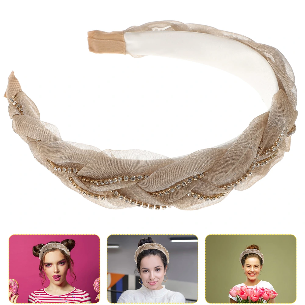 Puffy Headband Elegant Organza Headband Hair Accessories Rhinestone Headdress Party Headwear