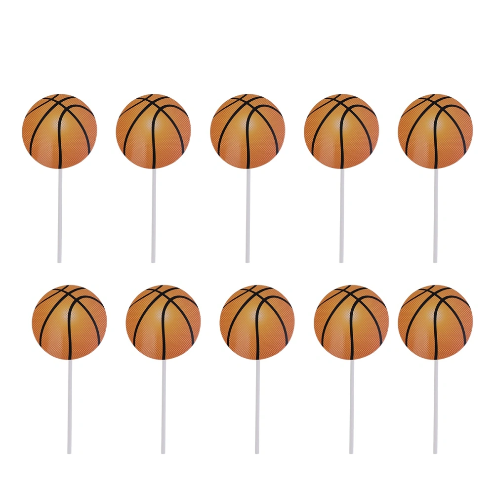 50 Pcs Cake Toppers Basketball Shaped Cake Fruit Picks Wedding Party Cake Insert Cards Dessert Table Decorative Supplies